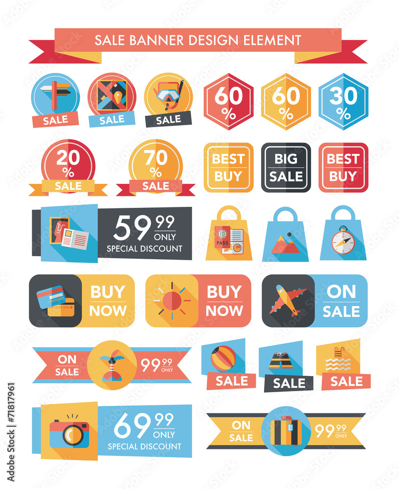 Travel sale banner design flat background set, eps10 Travel sale banner design flat background set, eps10