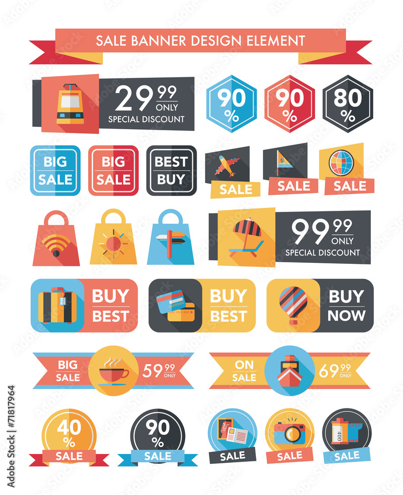 Travel sale banner design flat background set, eps10 Travel sale banner design flat background set, eps10