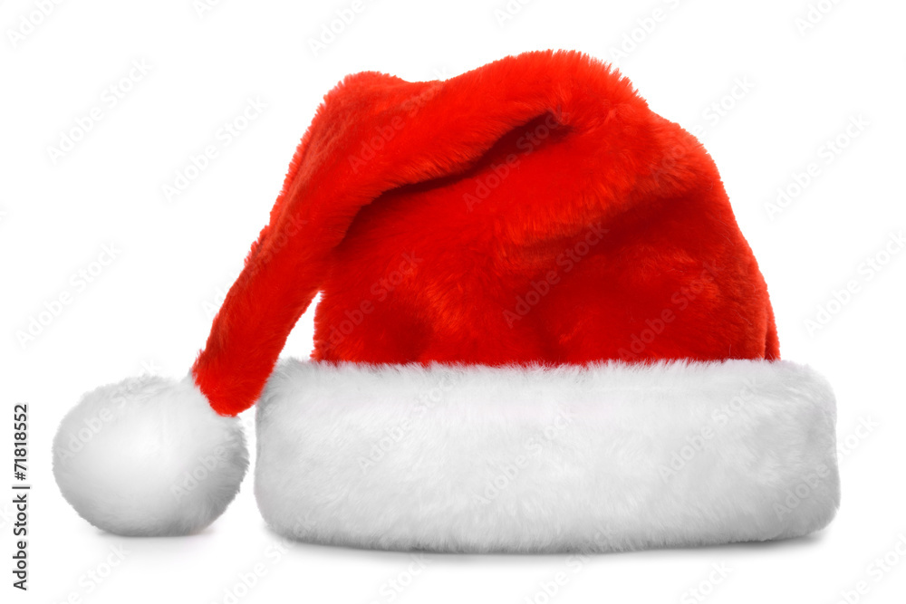 Single Santa Claus red hat isolated on white background Single Santa Claus red hat isolated on white background