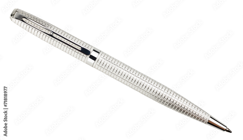 Metal ball point pen isolated on white background Metal ball point pen isolated on white background
