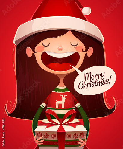 Child's greeting. Christmas card