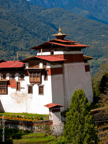 Detail of the Trongsa Dzong which is the largest dzong in Bhutan photo