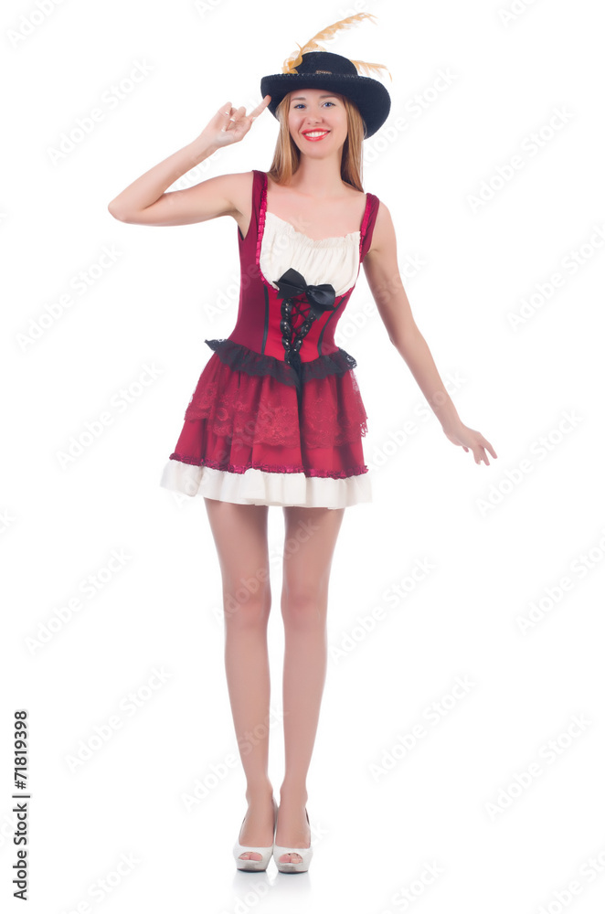 Woman pirate isolated on the white background Woman pirate isolated on the white background