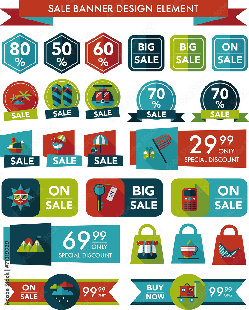 Travel sale banner design flat background set, eps10 Travel sale banner design flat background set, eps10