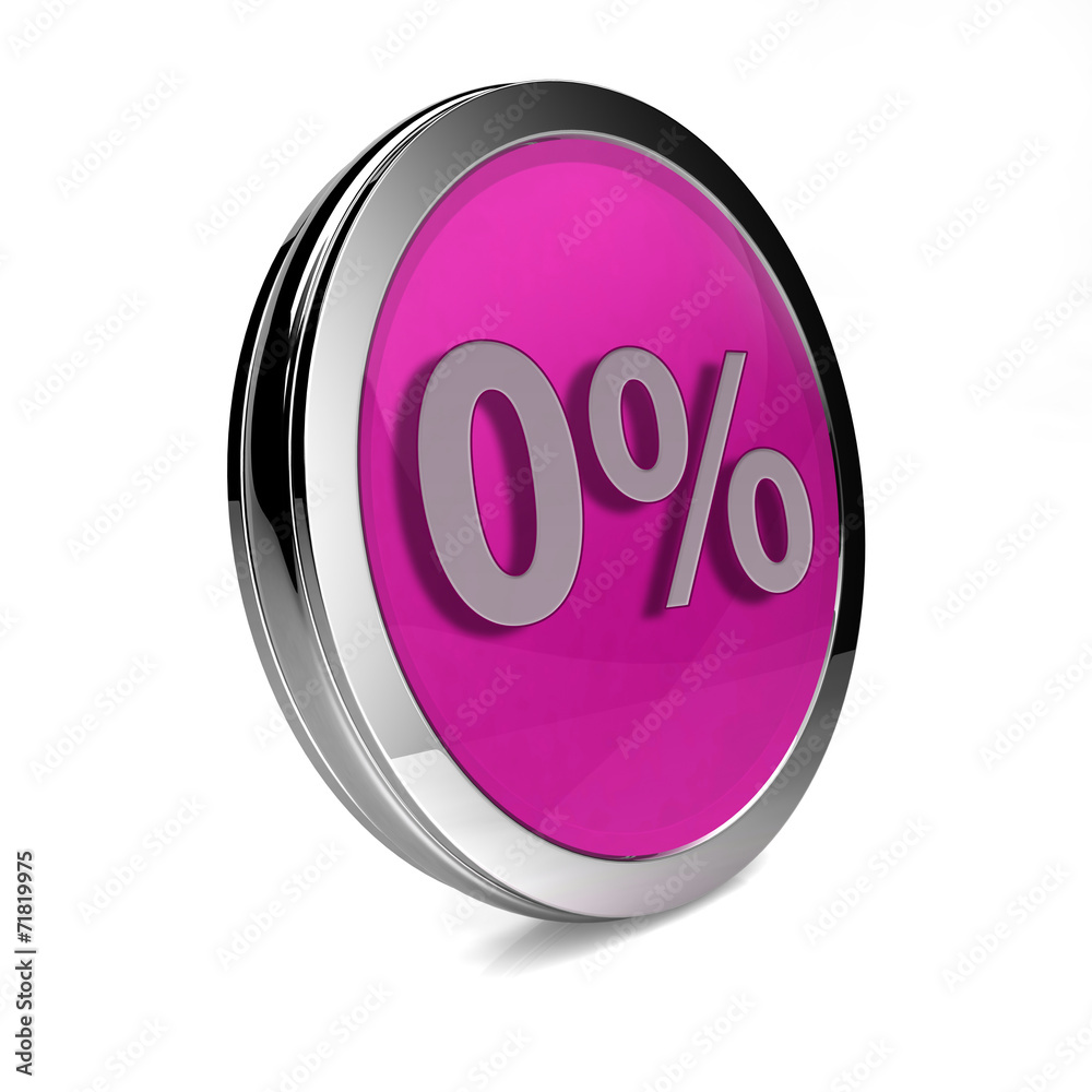 Zero percent circular icon on white background