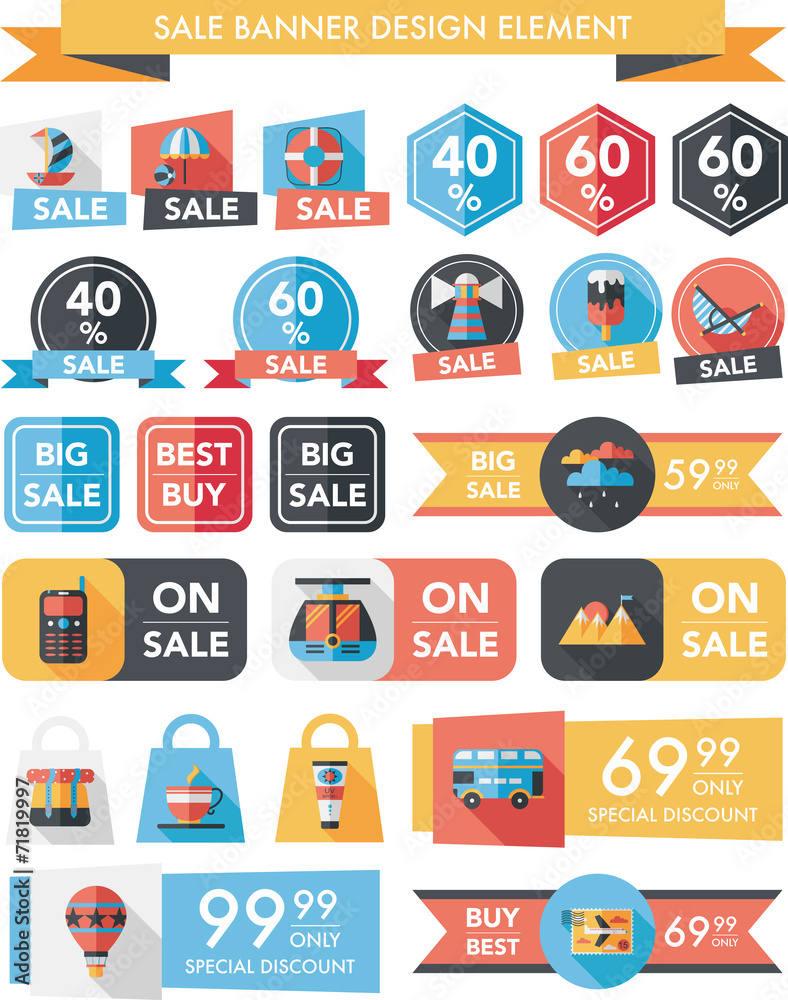 Travel sale banner design flat background set, eps10 Travel sale banner design flat background set, eps10