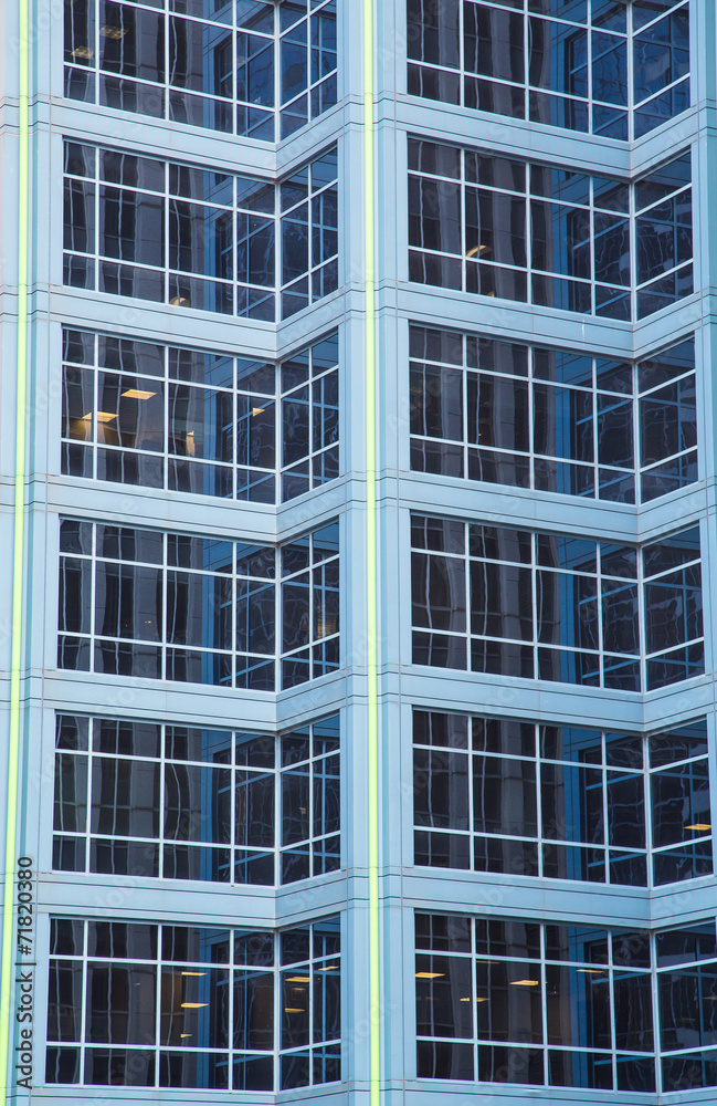 Green Lights on Blue Office tower Green Lights on Blue Office tower