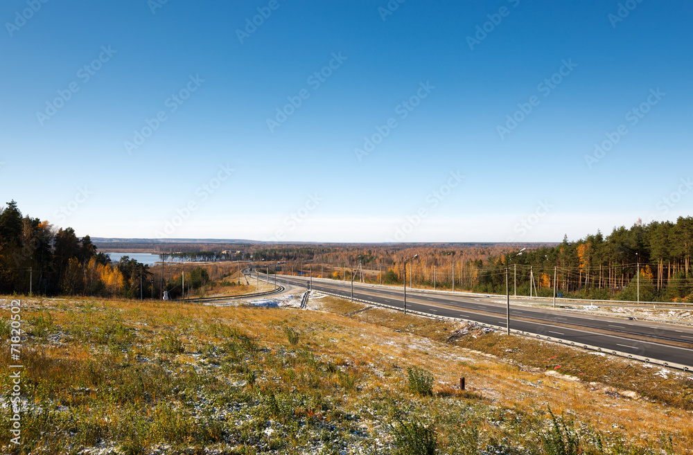 road landscape in autumn