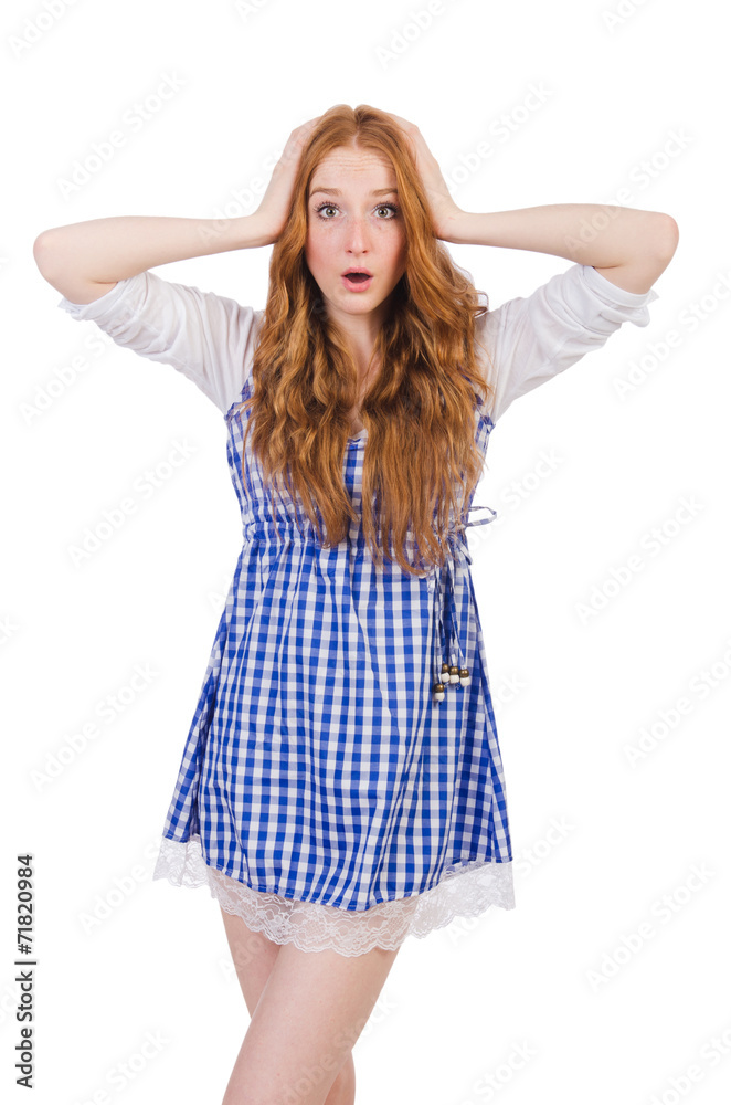 Emotional woman isolated on the white