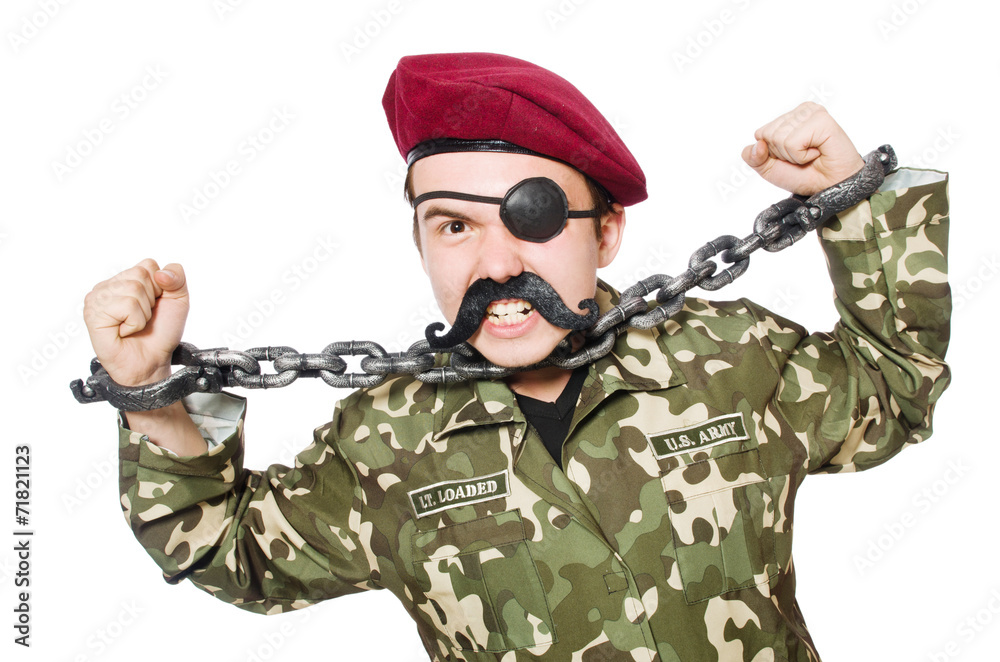 Funny soldier in military concept Funny soldier in military concept