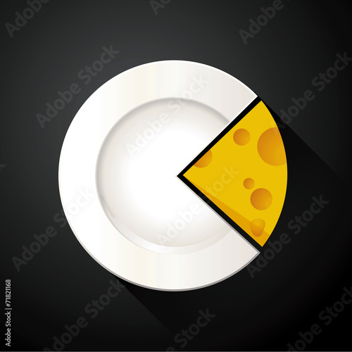 Vector of White Plate and Cheese Pie Chart Info Graphic