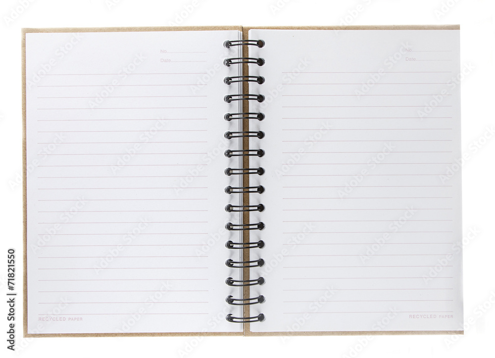 blank spiral notebook open on white blank spiral notebook open on white