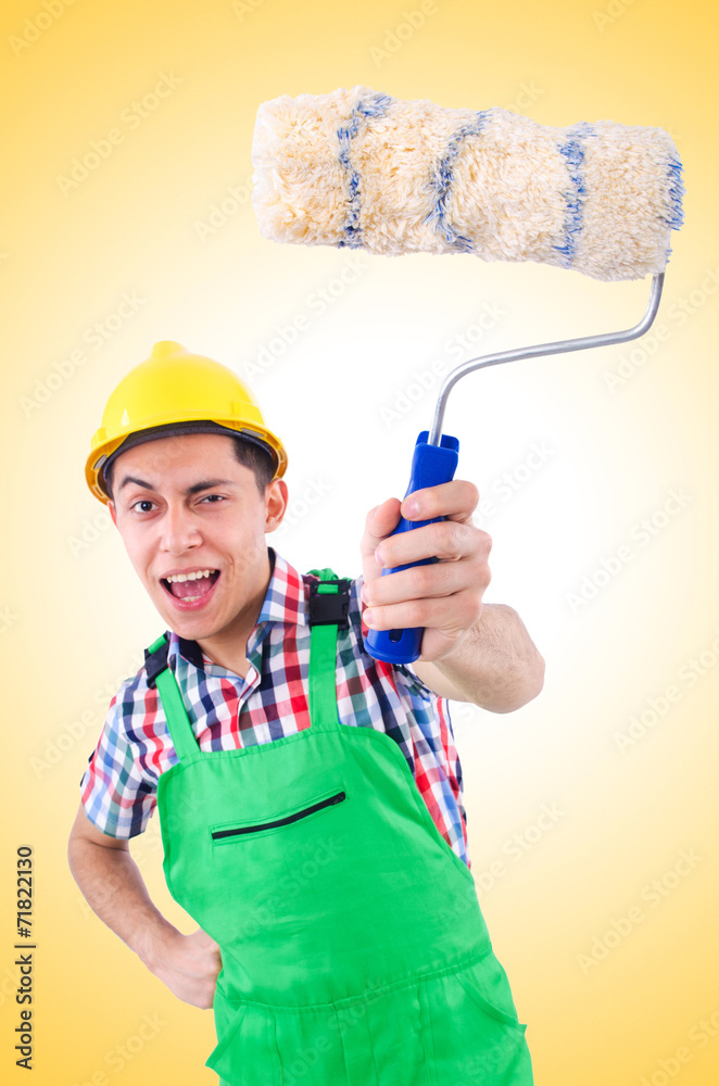 Funny painter isolated on white Funny painter isolated on white