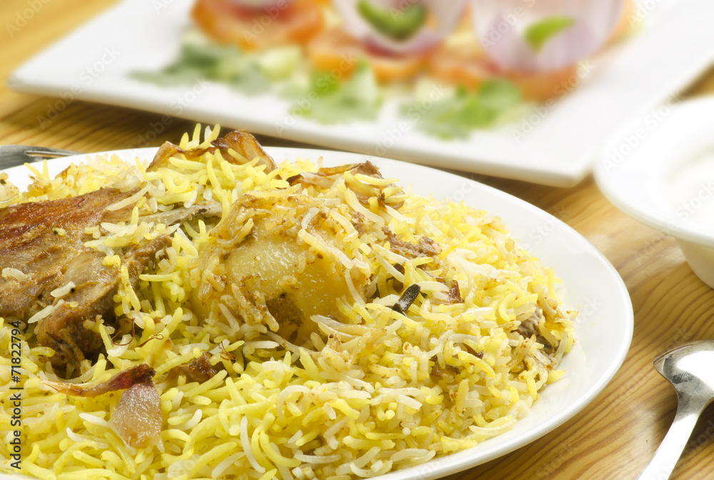 Yummy biriyani with salad Yummy biriyani with salad