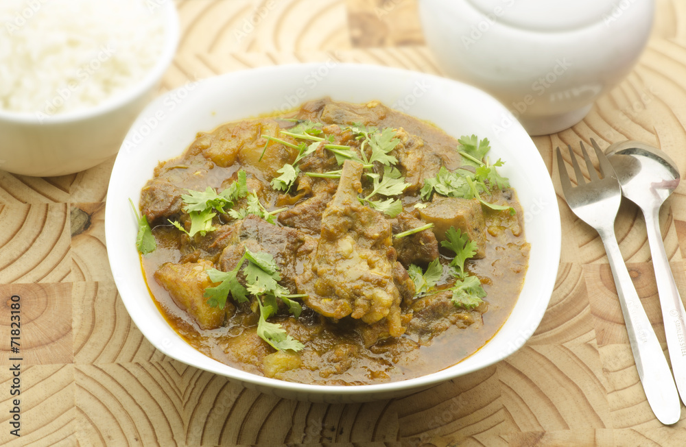 Yummy mutton curry with rice