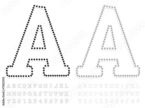 black and white pushpin letters and numbers