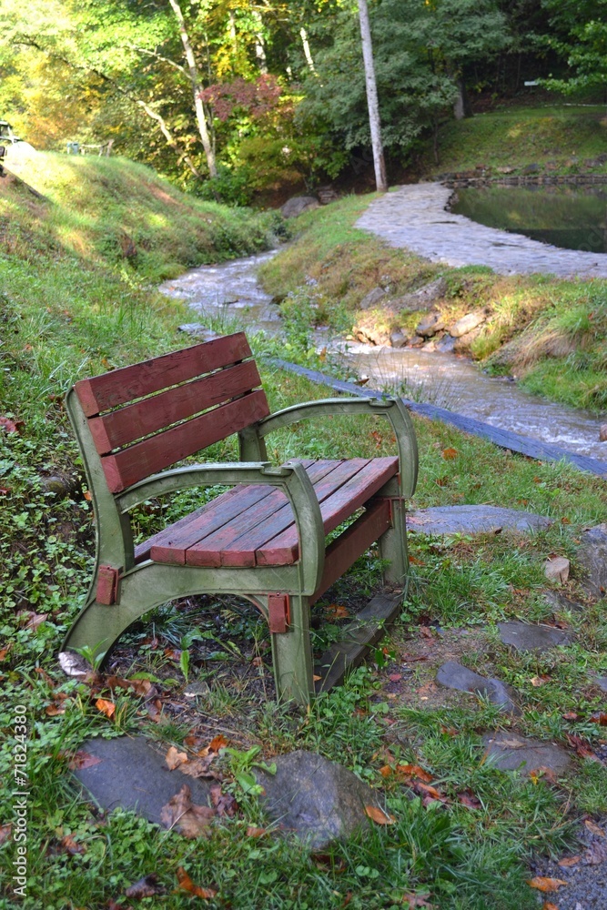 Bench by a Mountain Stream-0