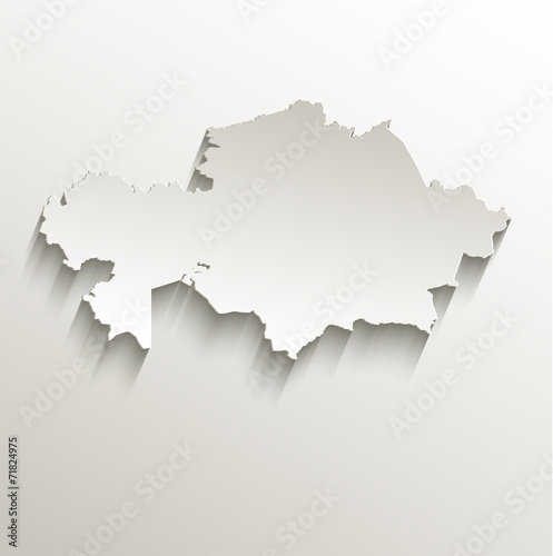 Kazakhstan map card paper 3D natural vector