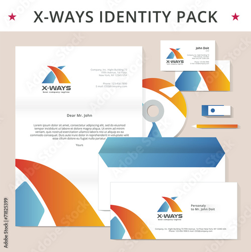 Abstract letter X identity pack vector concept. Logo, vizit photo