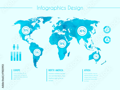 World map infographic template