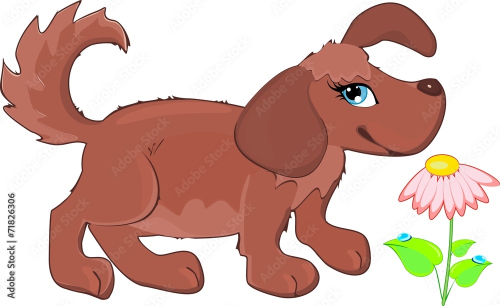 Fototapeta premium Cute dog and flower