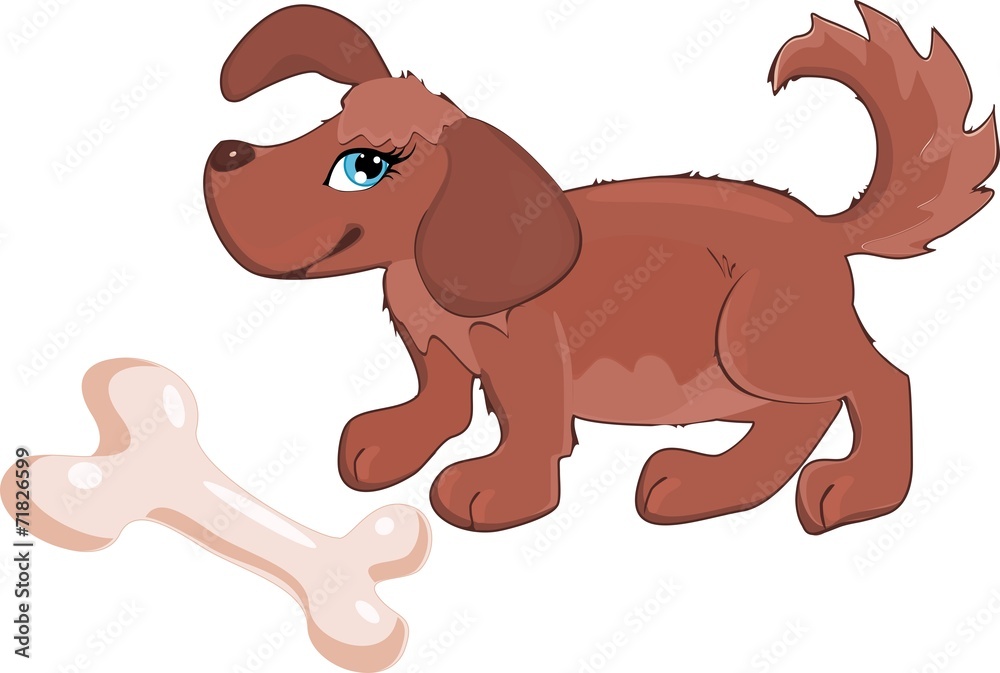 Obraz premium Cute dog and drupel