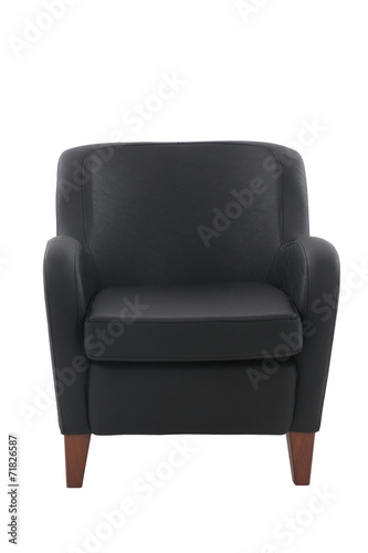 Black armchair isolated on white background