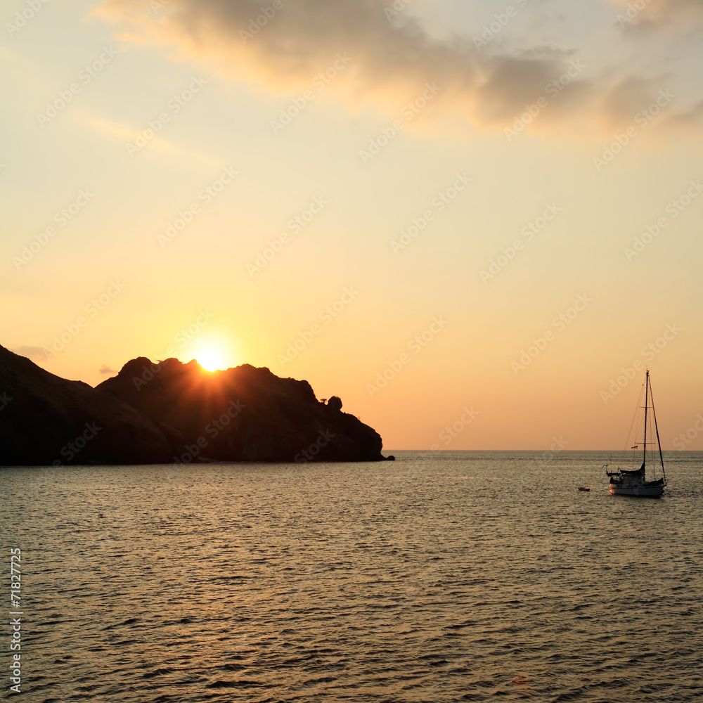 Ocean Sunset with Boat