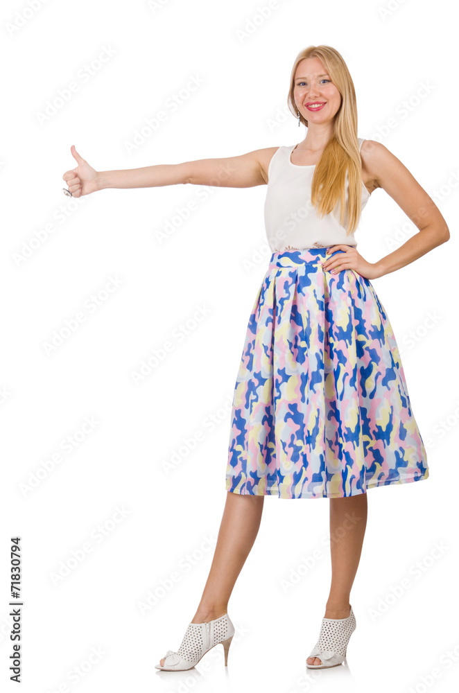 Woman giving thumbs up isolated on white Woman giving thumbs up isolated on white