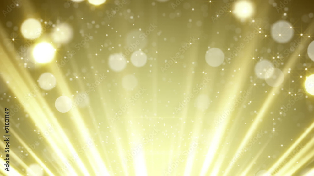 gold rays and bokeh circles abstract loopable background