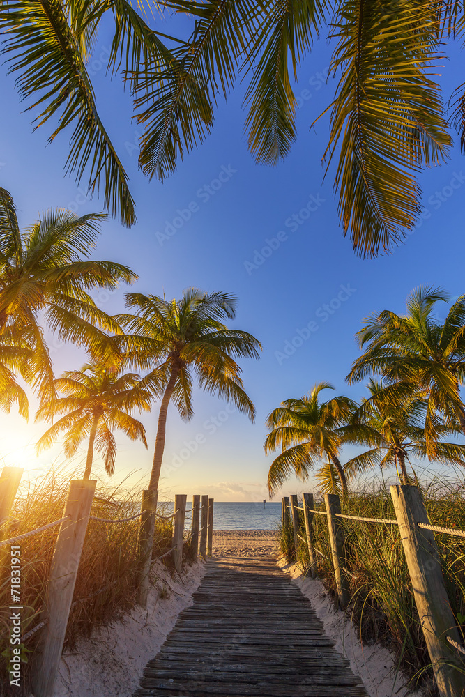 Fototapeta premium Passage to the beach at sunrise
