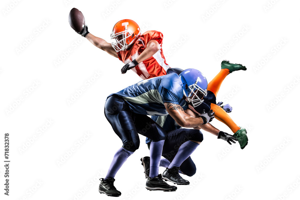 © 103tnn - American football player in action isolated on white