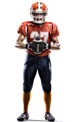 American football player in action isolated on white background