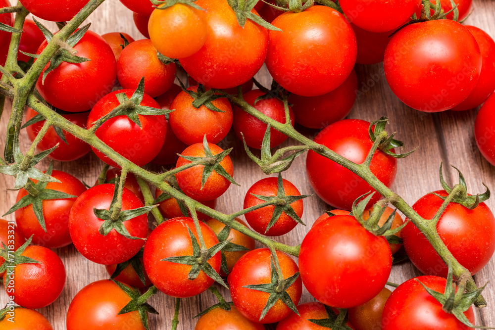 Fresh Red Cherry Tomatoes On Table