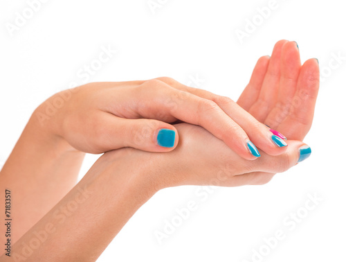 woman hands with manicure isolated on white