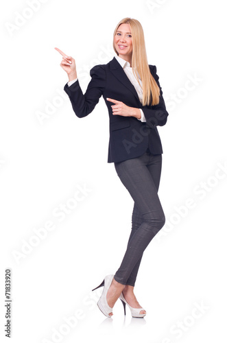 Woman businesswoman in business concept isolated on white