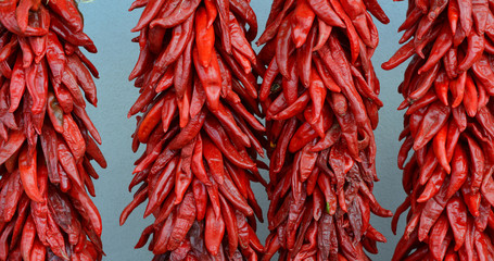 Sierkussen Mexico Rode chilipepers op tafel  © Laurin Rinder
