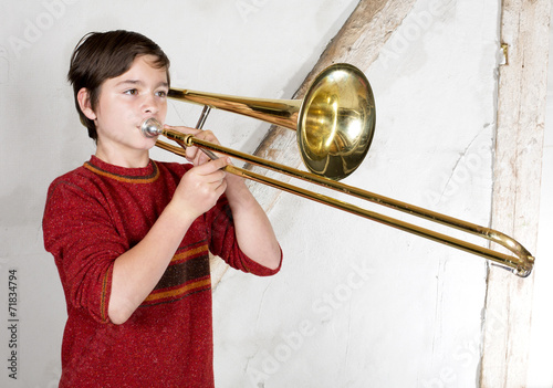 boy with a trombone photo