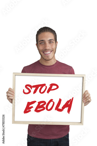 Campaign against Ebola by a man on white background