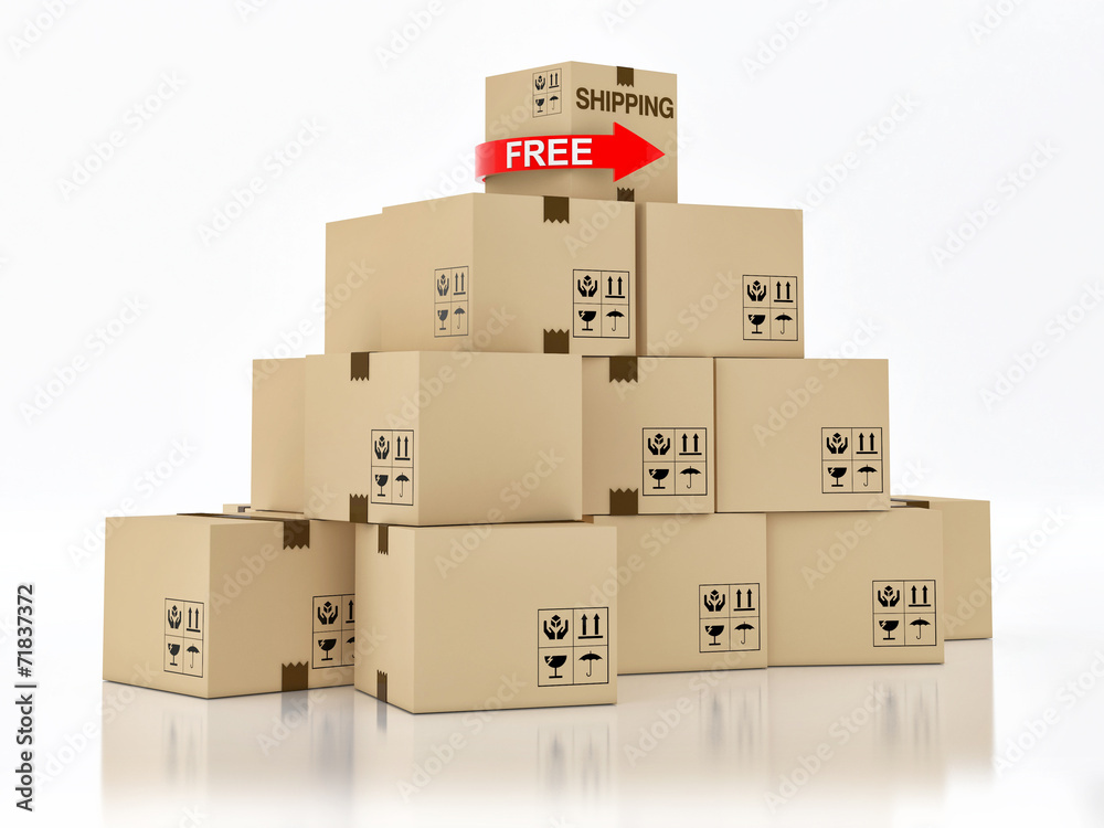 Free shipping ardboard boxes isolated on white background Free shipping ardboard boxes isolated on white background