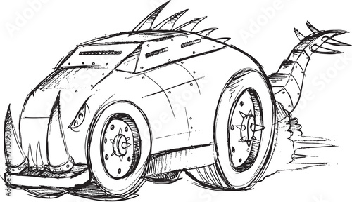 Armored Car Vehicle Sketch Vector Illustration Art