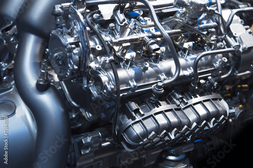 The powerful engine of a modern sport car