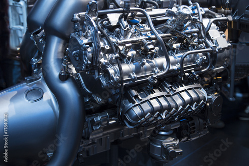 The powerful engine of a modern sport car