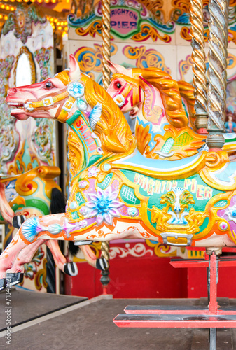 Beautiful decorated horse on a merry-go-round