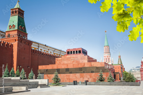 Lenin's Mausoleum on Red square and Kremlin wall photo