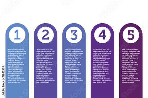 A vector set of five numbered tabs