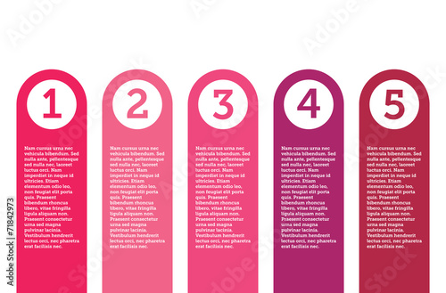 A vector set of five numbered tabs