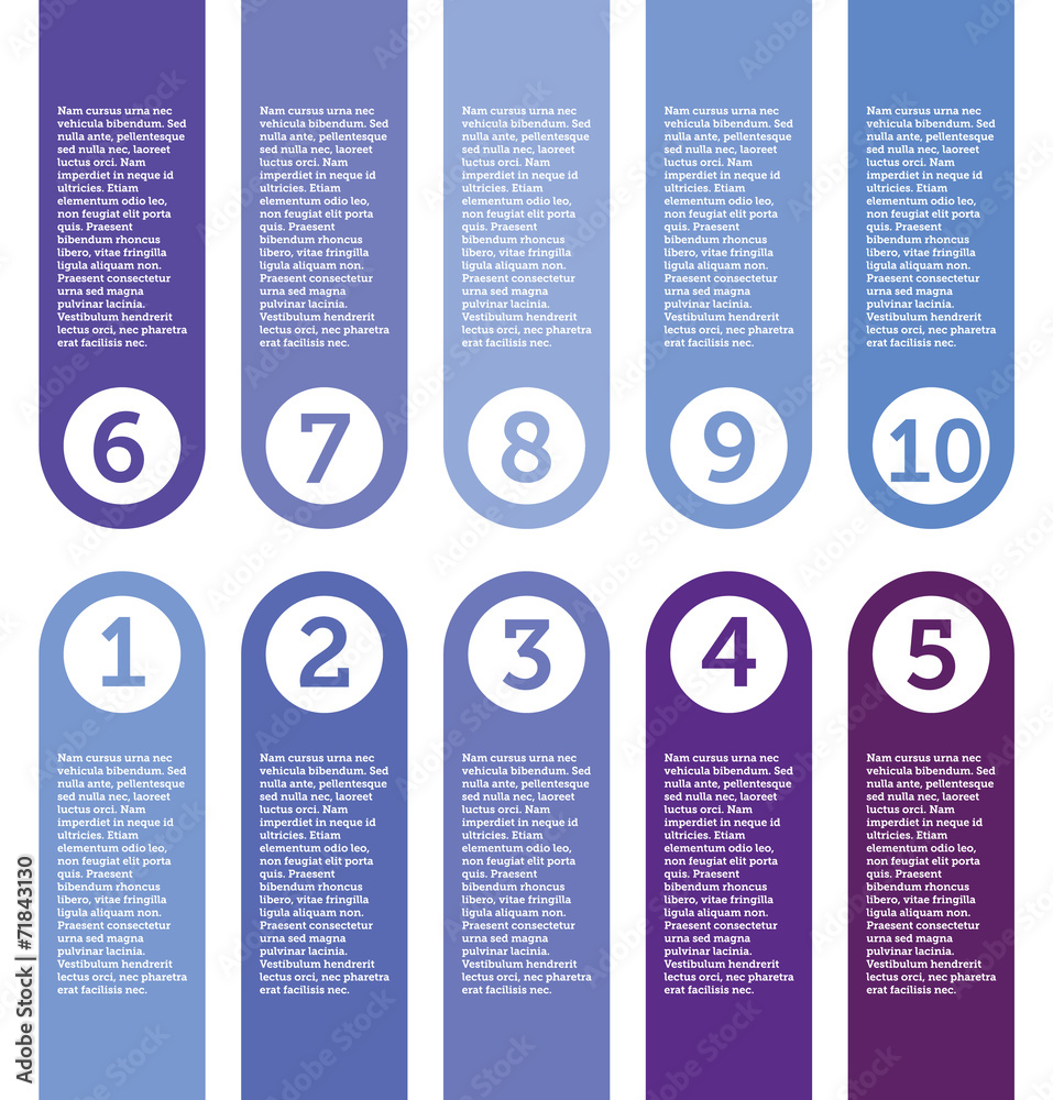 A vector set of ten numbered tabs