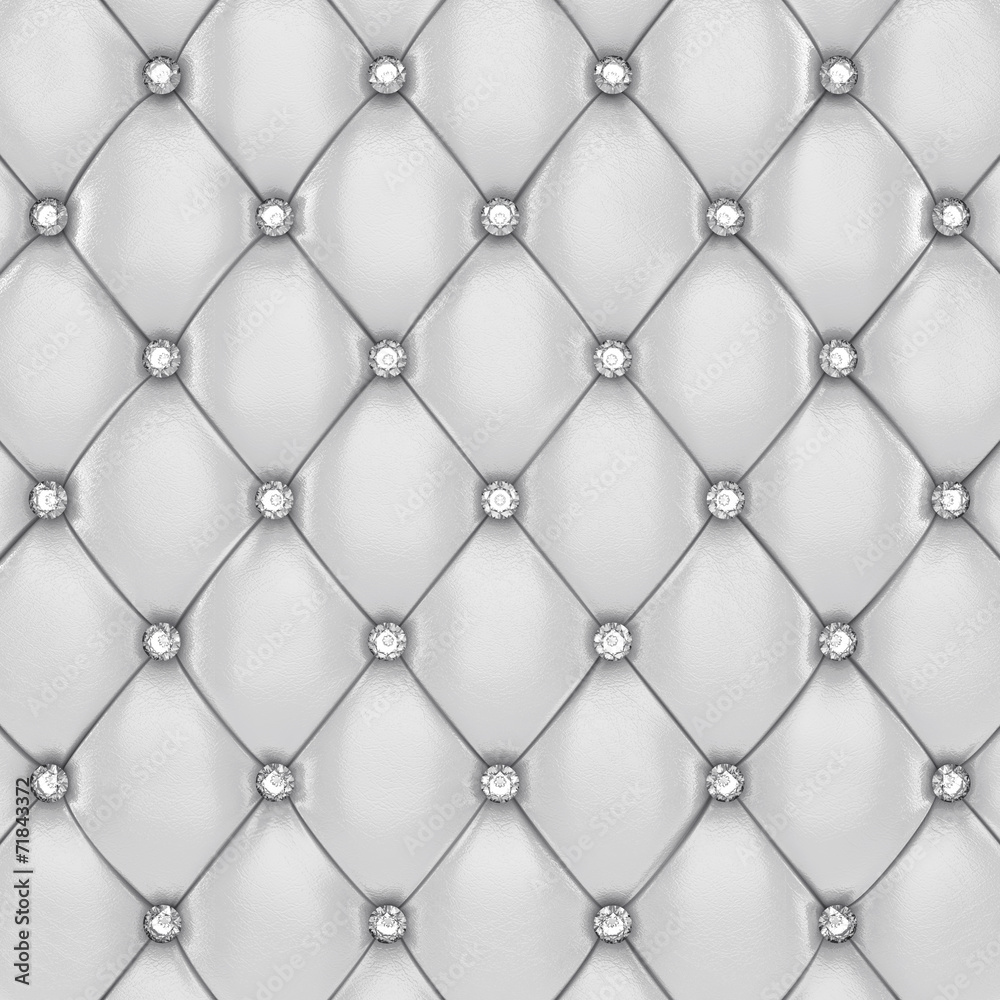 White leather upholstery pattern with diamonds