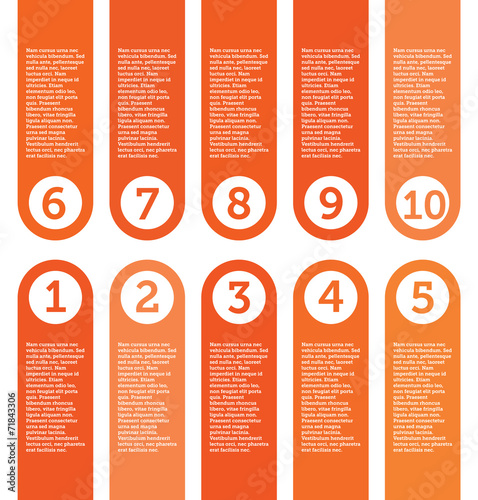A vector set of ten numbered tabs